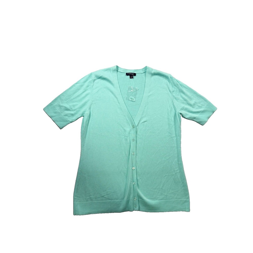 Chadwicks of Boston Mint Green V-Neck Cardigan Women's Large Cozy Soft